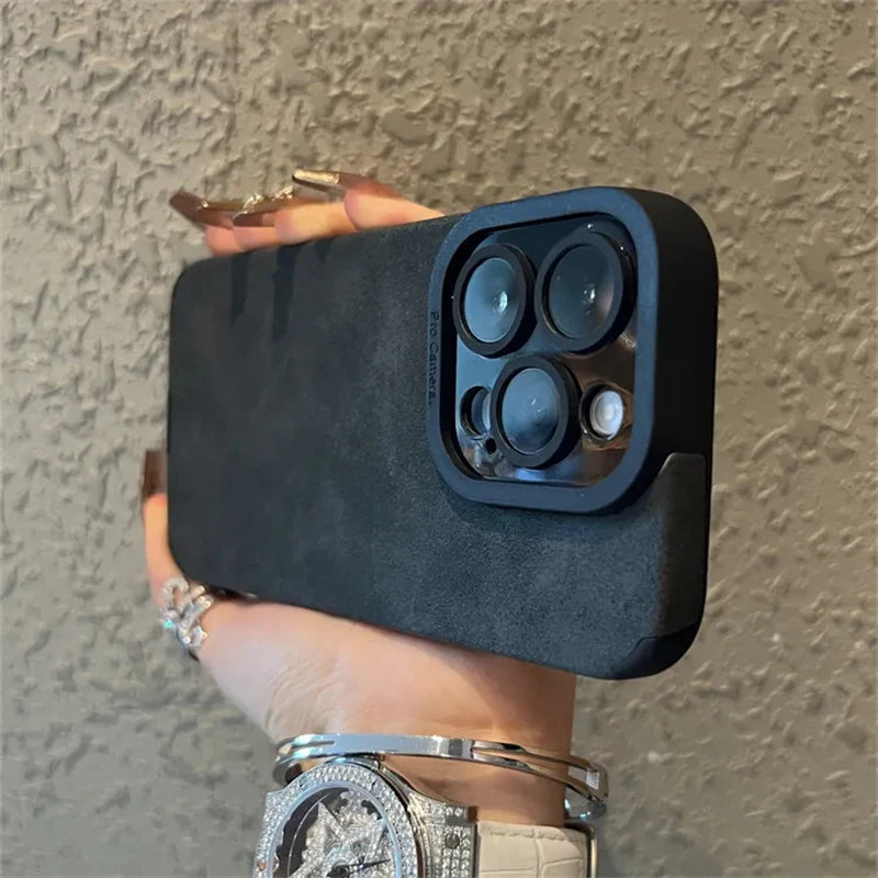 Luxury Matte Leather Silicone iPhone Case – iPhone 11 to 15 Series