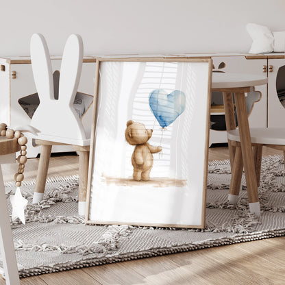 Teddy Bear Nursery Wall Art Print – Kids Room Poster
