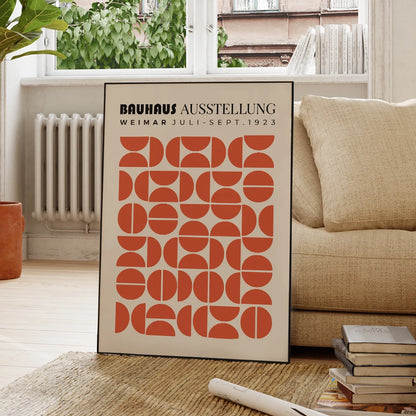 Bauhaus Wall Art Print – Orange Geometric Semicircle Poster