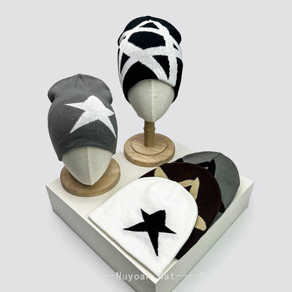 Star Print Knit Beanie – Unisex Hip Hop Streetwear Hat