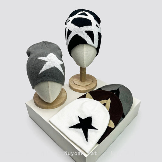 Star Print Knit Beanie – Unisex Hip Hop Streetwear Hat
