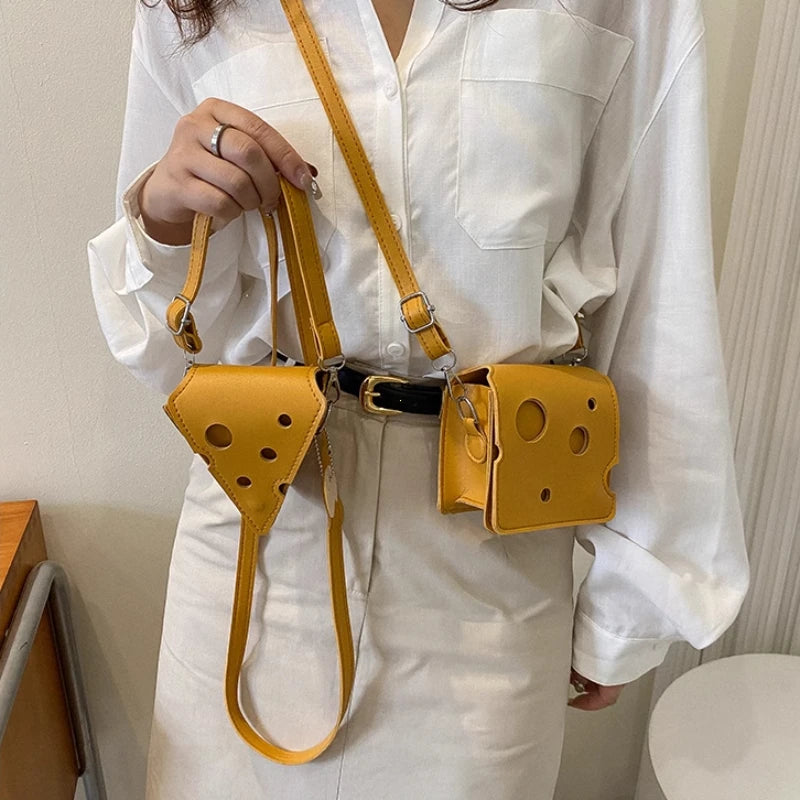 Women's Triangle and Square Cheese Shaped Mini PU Leather Bags