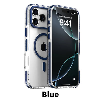 MagSafe Clear iPhone Case with Colorful Striped Border