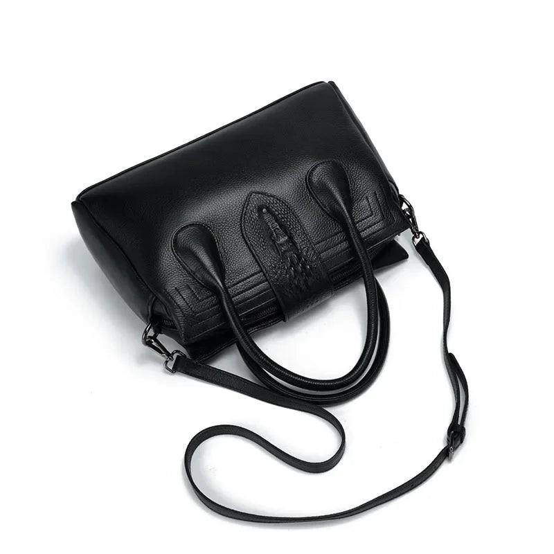 Genuine Leather Alligator-Embossed Women's Shoulder Bag
