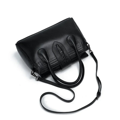 Genuine Leather Alligator-Embossed Women's Shoulder Bag
