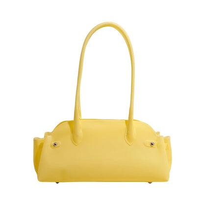 PVC Shoulder Bag for Women – Solid Color Mini Tote Handbag