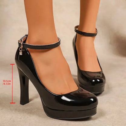 Platform High Heels – Waterproof Ankle Strap Dress Shoes