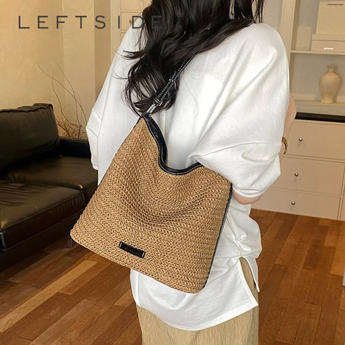 Raffia Crochet Straw Crossbody Bag for Women