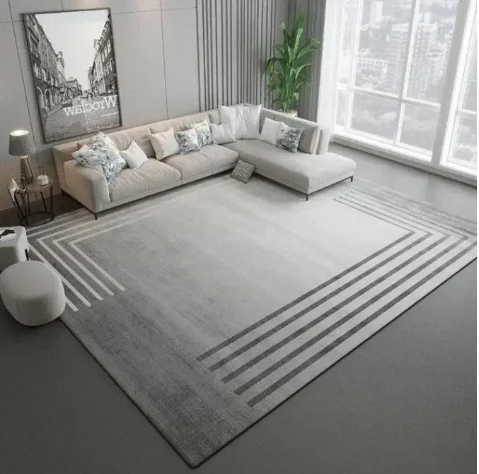 Modern Grey Area Rug – Soft Textured Carpet for Living Room & Bedroom
