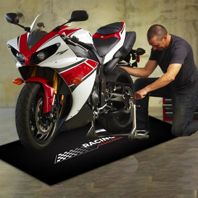 Vikama Racing Motorcycle Floor Mat Washable Non Slip Garage Display Carpet Heavy Duty Entryway
