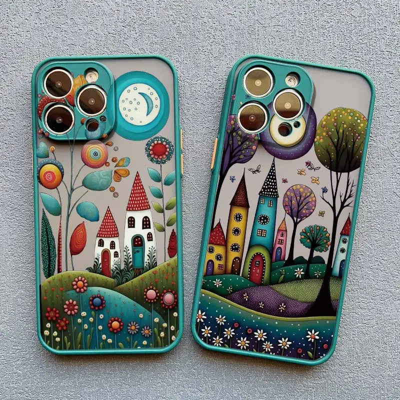 Whimsical Village iPhone Case – Fairy-Tale Art Design