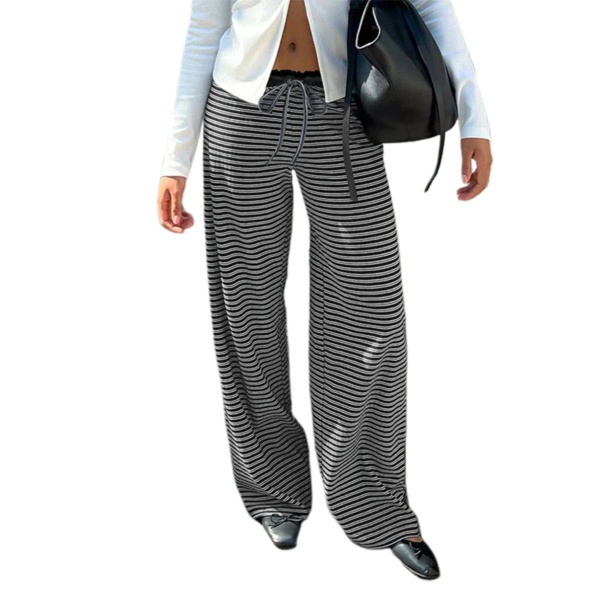 Women's Plaid Baggy Pants Elastic Waist Drawstring Lounge Trousers
