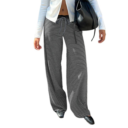 Women's Plaid Baggy Pants Elastic Waist Drawstring Lounge Trousers