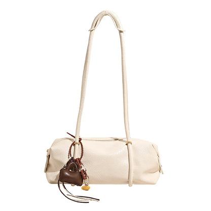 Women's Crinkled Faux Leather Cylinder Shoulder Bag