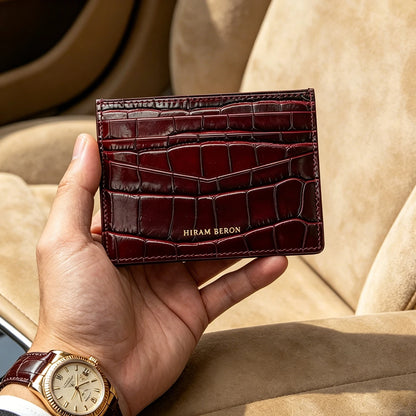 Personalized Crocodile Leather Slim Card Holder Wallet