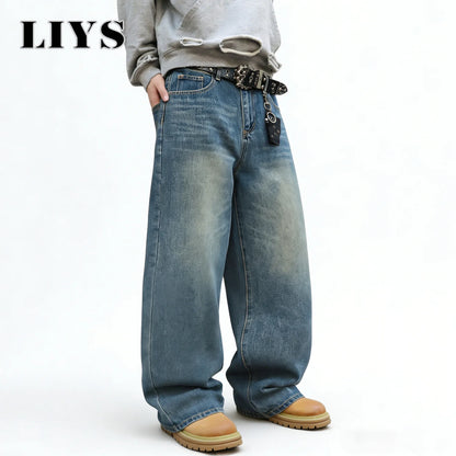 Baggy Wide Leg Jeans – Unisex Oversized Streetwear Denim Pants