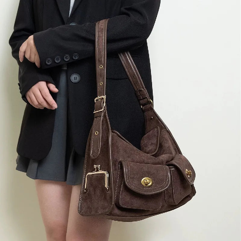 Suede Pillow Shoulder Bag – Large Capacity Crossbody