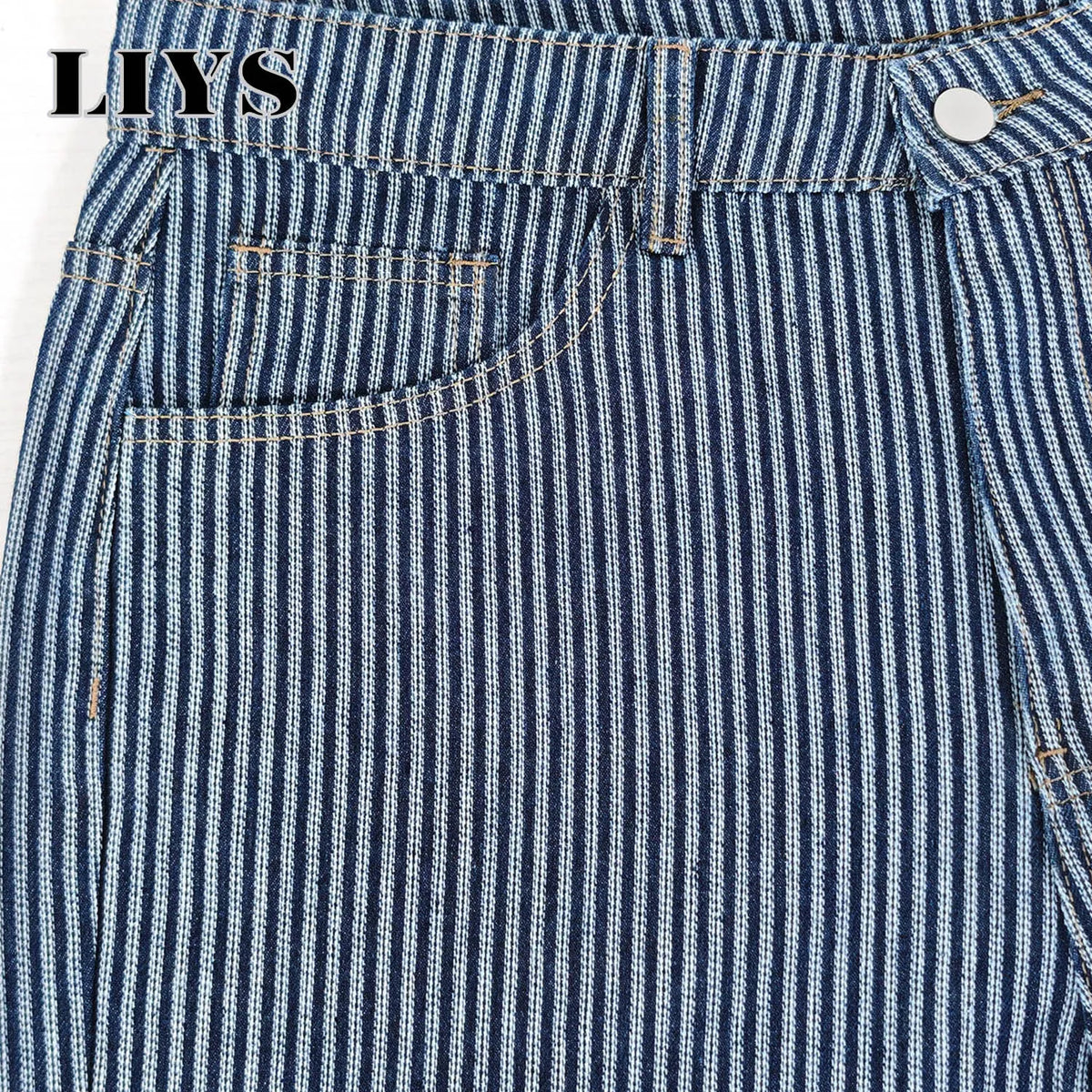 Men's Striped Wide Leg Straight Jeans – Retro Streetwear
