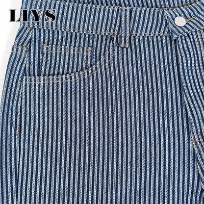 Men's Striped Wide Leg Straight Jeans – Retro Streetwear
