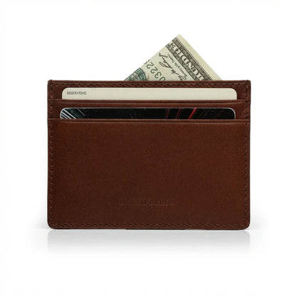Italian Leather Card Holder Wallet – Custom Name, Slim Design