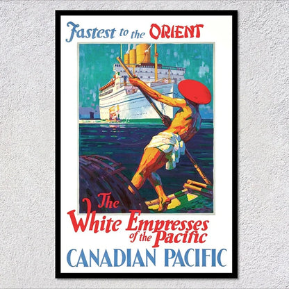 Vintage Travel Ship Poster – Blue Star Line Retro Ocean Liner Wall Art Unframed