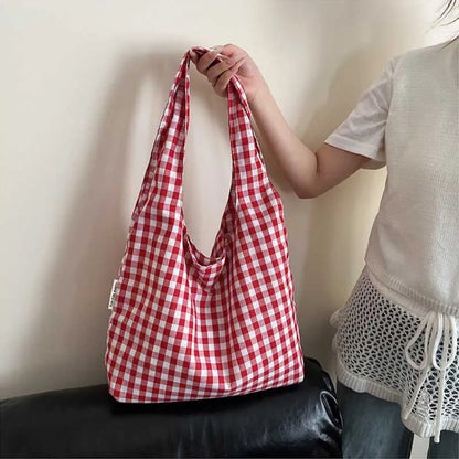 Korean Vintage Plaid Underarm Bags
