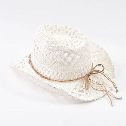 Wide Brim Straw Beach Hat with Shell Band