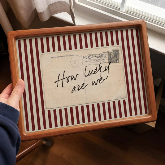 How Lucky Are We Vintage Wall Art Print – Retro Postcard Love Quote
