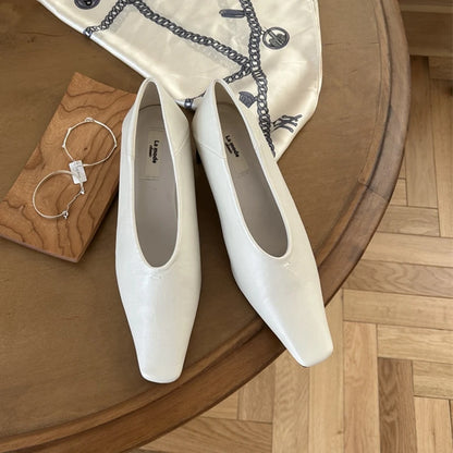 Women's Square Toe Pumps – Low Heel Slip-On Dress Shoes