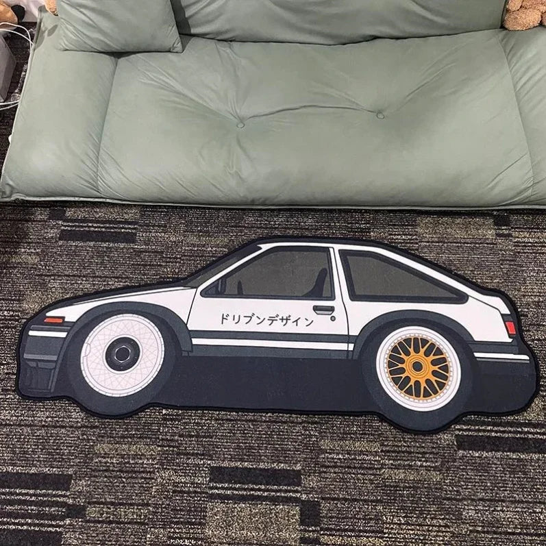 JDM Car Shaped Rug – Non-Slip Decorative Floor Mat for Bedroom & Living Room