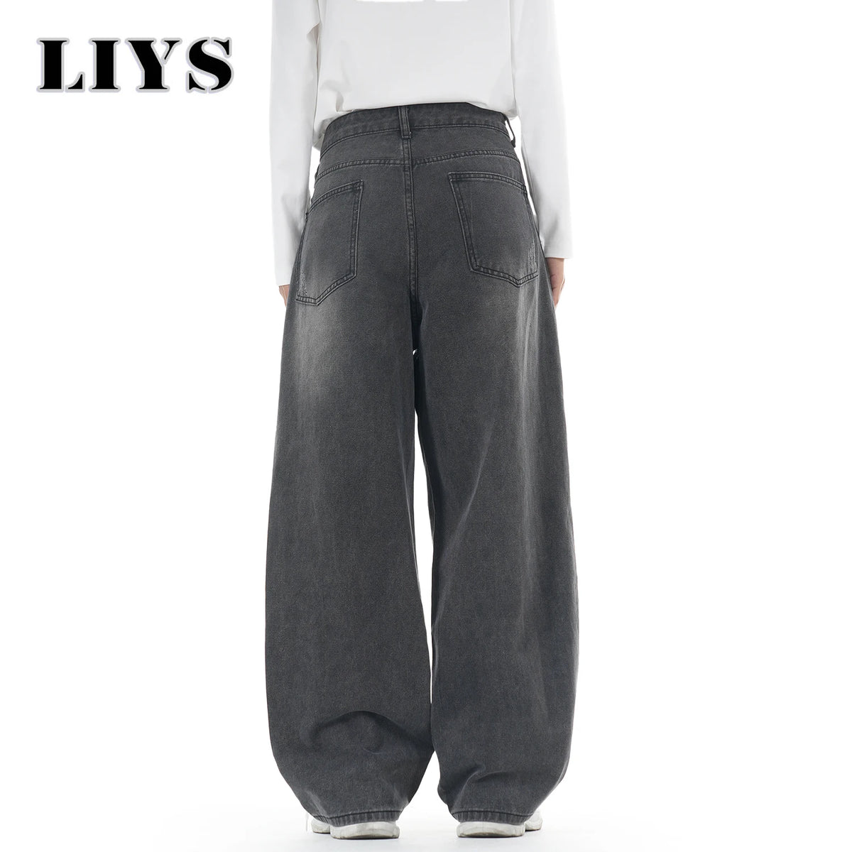 Baggy Wide Leg Jeans for Men – Washed Gray Retro Denim