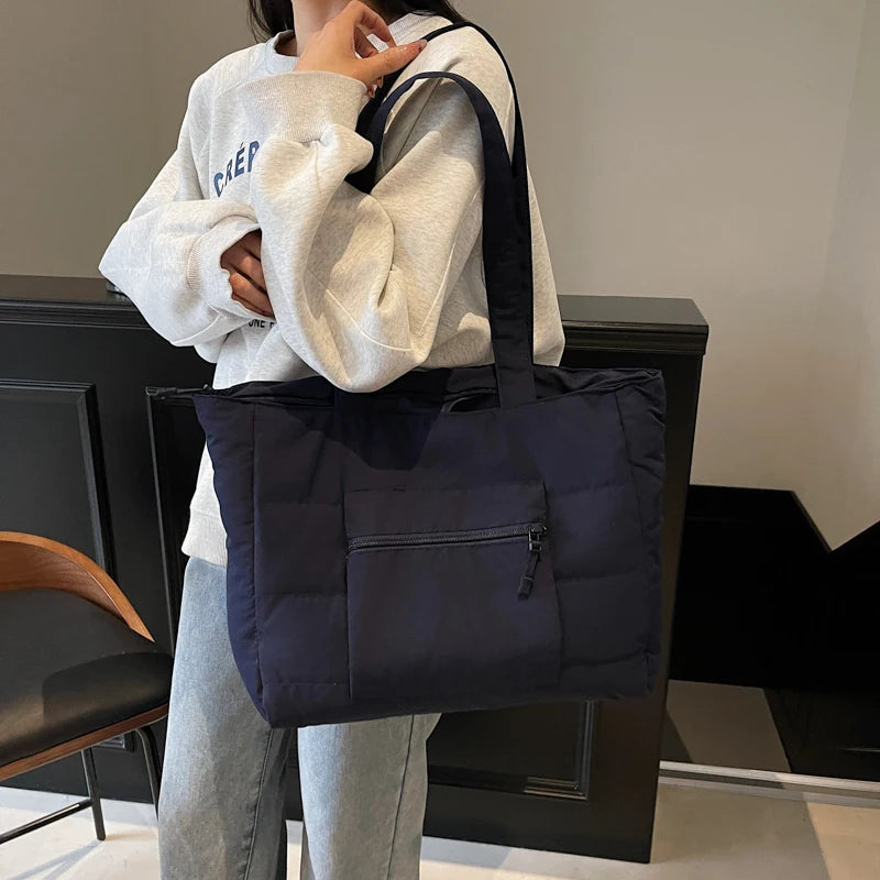 Large Puffer Tote Bag – Women's Quilted Shoulder Shopper