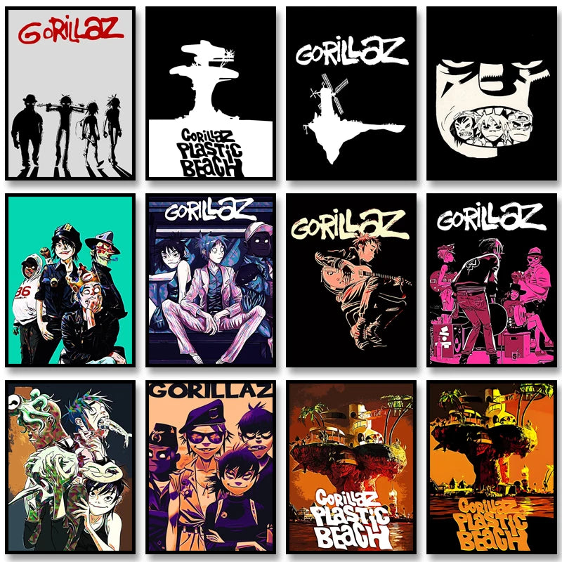 Gorillaz Poster – Anime Rock Band Wall Art Print for Music Fans