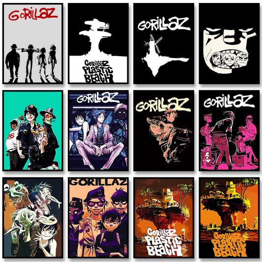Gorillaz Poster – Anime Rock Band Wall Art Print for Music Fans