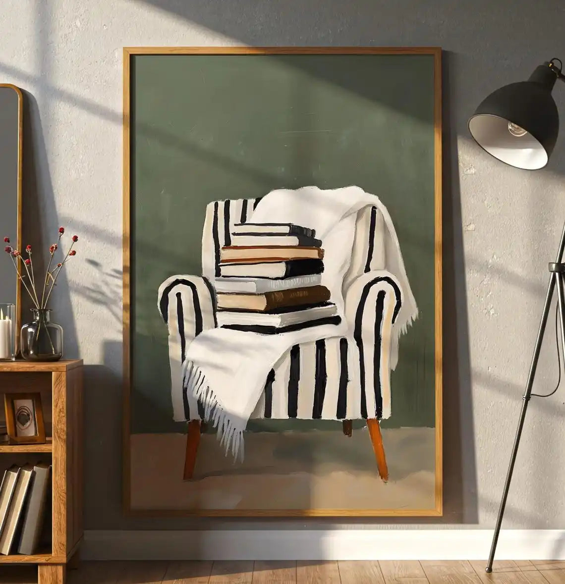 Cozy Reading Nook Canvas Wall Art – Book Lover Print