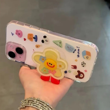 Cartoon Shakeable Grip Tok iPhone Case with Holder