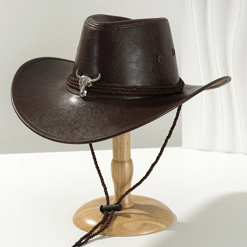 Vintage Faux Leather Western Cowboy Hat – Unisex