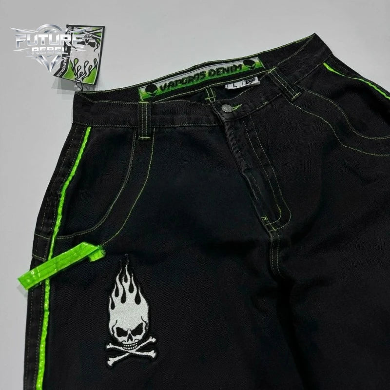 Y2K Wide Leg Baggy Jeans – Alien Graphic Men's Streetwear Denim