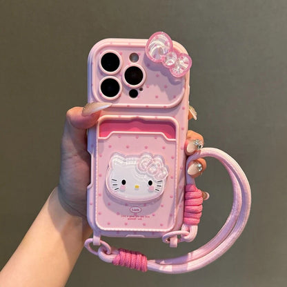 Hello Kitty 3D Bow iPhone Case with Card Holder & Wrist Strap