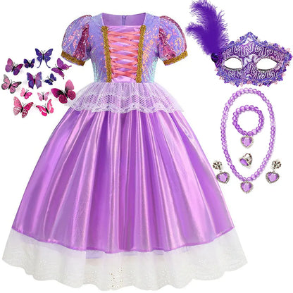 Rapunzel Purple Puffy Dress With Accessories