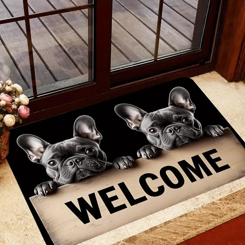 French Bulldog Welcome Doormat – Non-Slip Absorbent Entry Rug