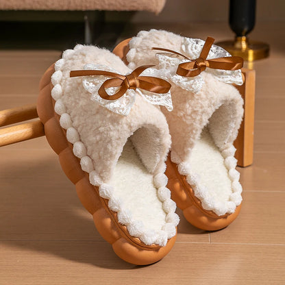 Winter Fur Slippers For Women Non Slip Plush Home Shoes