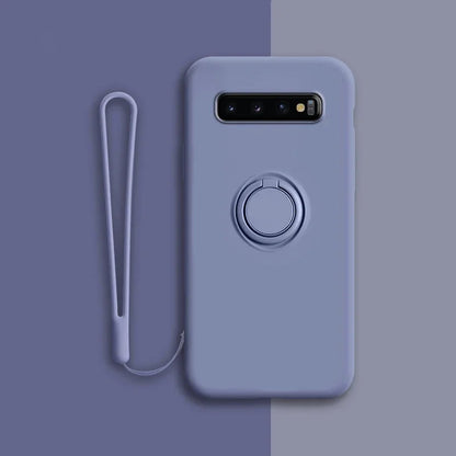 Soft Silicone Samsung Galaxy Case with Ring Holder and Wrist Strap