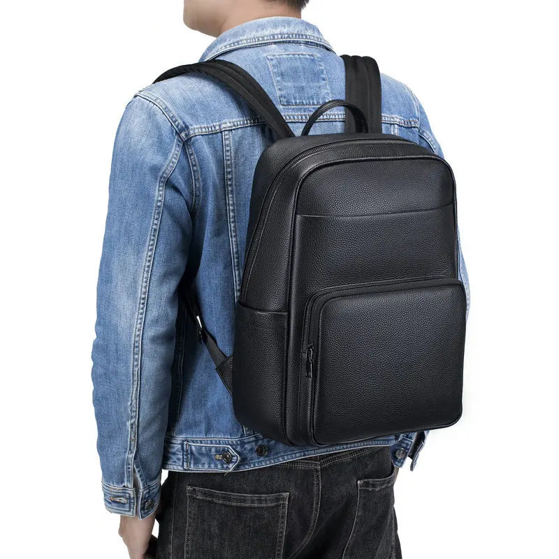 Genuine Leather Men's Backpack – Large Laptop Travel Bag