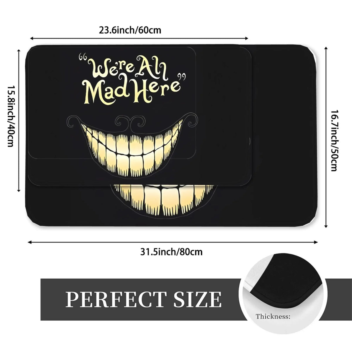 We're All Mad Here Doormat – Funny Non-Slip Indoor Outdoor Floor Mat