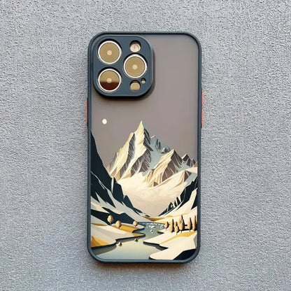 Mountain Peaks Landscape iPhone Case – Shockproof Frosted Cover