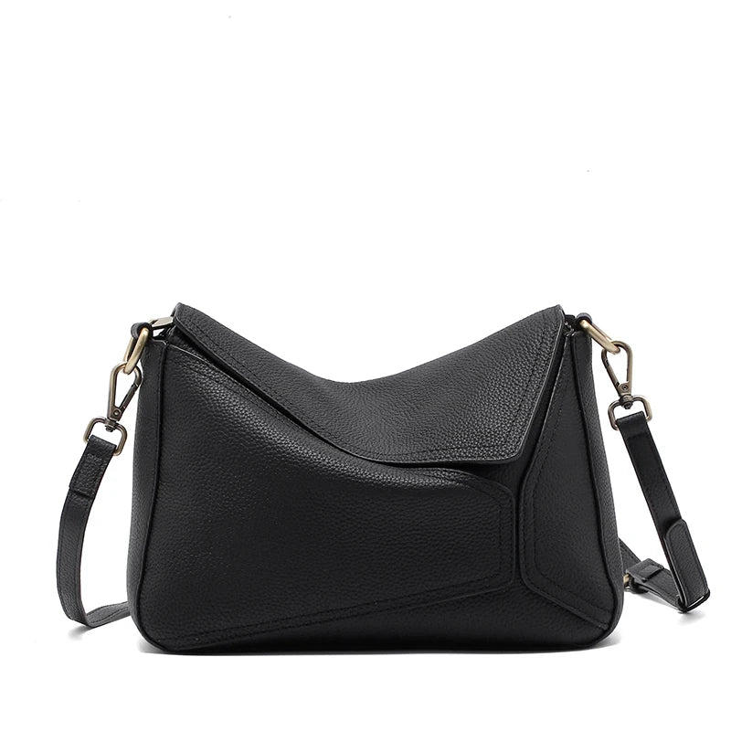 Genuine Cowhide Leather Shoulder Bag for Women – Soft Crossbody Tote