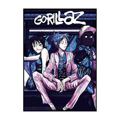 Gorillaz Poster – Anime Rock Band Wall Art Print for Music Fans
