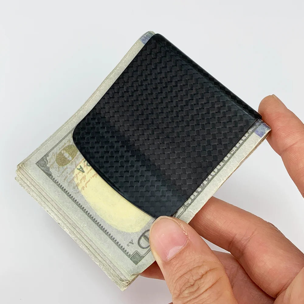 Carbon Fiber Money Clip Wallet – Matte Black Slim Card Holder