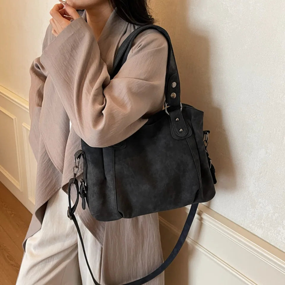 Large Suede Shoulder Bag – Women's Luxury Commuter Tote